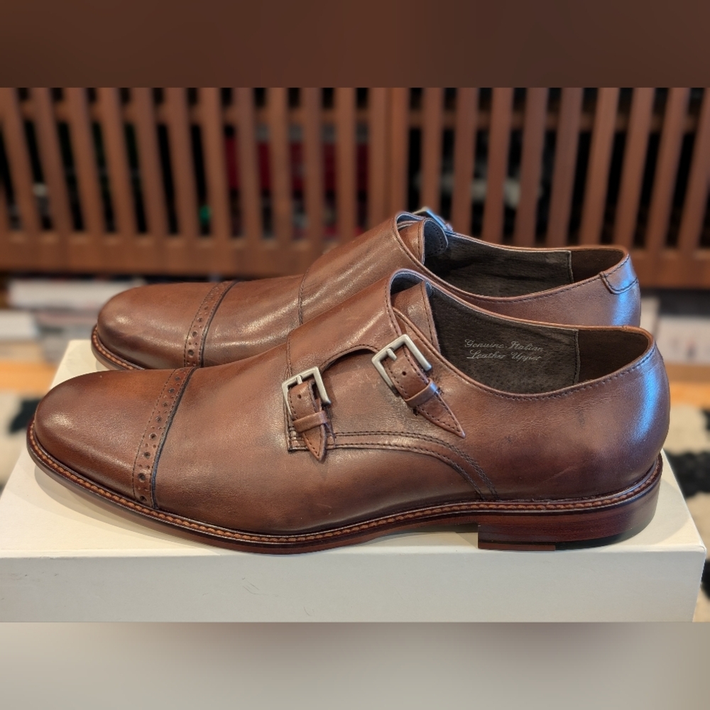 Joseph Abboud Glenn Slip on Monk Men's Strap 11D Chestnut NWB